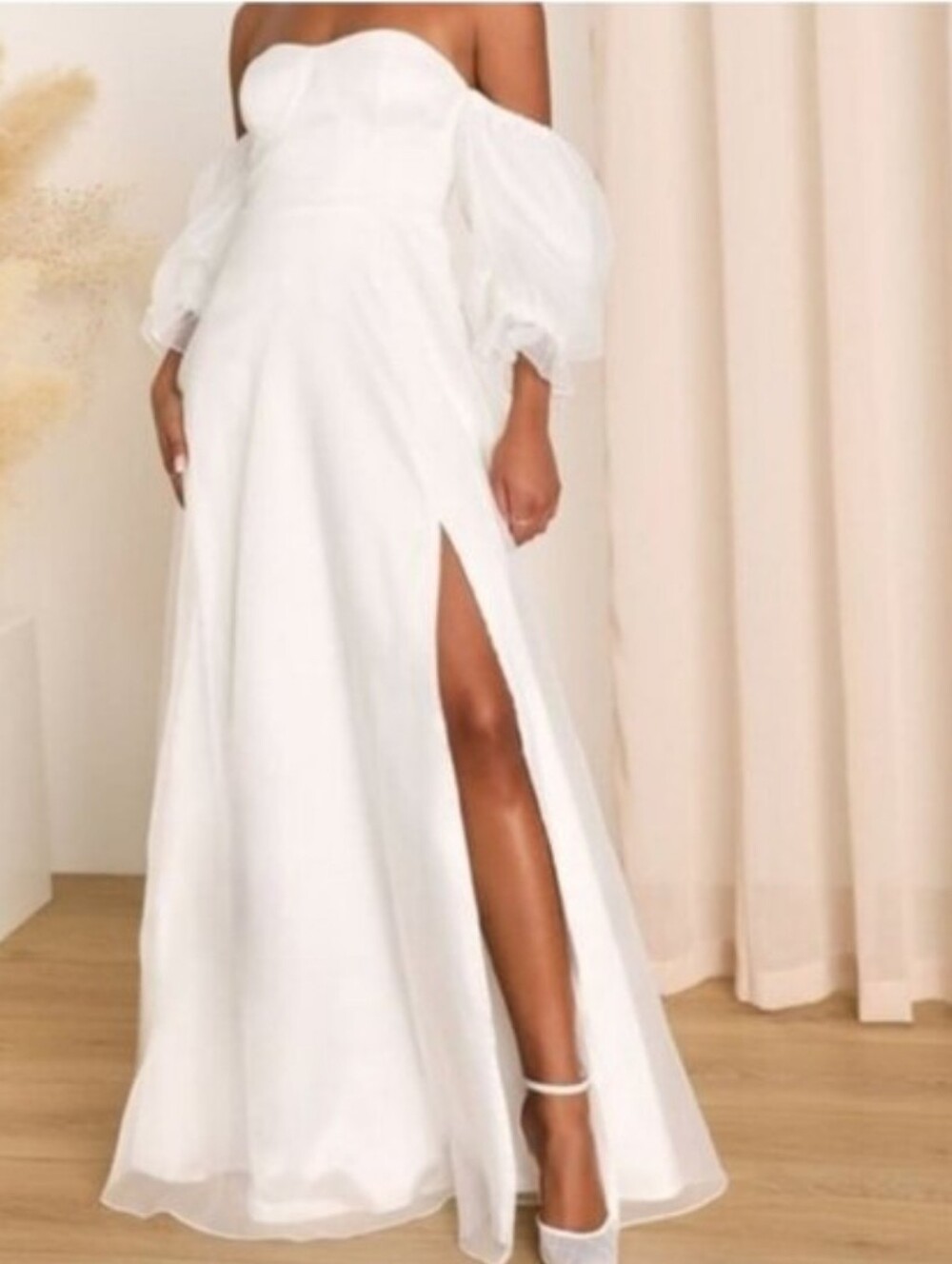 Lulus True Excellence Bustier Off The Shoulder Gown XS New White Dress Bridal